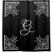 白黒はっきりしたヴィンテージパーソナライズされた シャワーカーテン (正面)