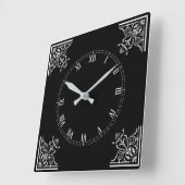 白黒はっきりしたヴィンテージパーソナライズされた スクエア壁時計 (傾斜)