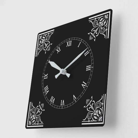 白黒はっきりしたヴィンテージパーソナライズされた スクエア壁時計 (傾斜)
