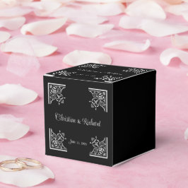 白黒はっきりしたヴィンテージ結婚式 フェイバーボックス