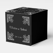 白黒はっきりしたヴィンテージ結婚式 フェイバーボックス (正面サイド)