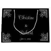 白黒はっきりしたヴィンテージ結婚式 ラージペーパーバッグ (正面)