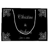 白黒はっきりしたヴィンテージ結婚式 ラージペーパーバッグ (裏面)