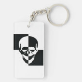 白黒はっきりした光学錯覚スカルデザイン キーホルダー (裏面)