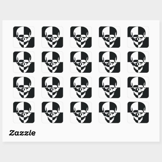 白黒はっきりした光学錯覚スカルデザイン スクエアシール (シート)