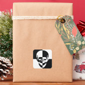 白黒はっきりした光学錯覚スカルデザイン スクエアシール