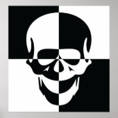 白黒はっきりした光学錯覚スカルデザイン ポスター (正面)