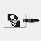 白黒はっきりした光学錯覚スカルデザイン ラゲッジタグ (正面横)