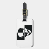 白黒はっきりした光学錯覚スカルデザイン ラゲッジタグ (正面縦)