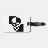 白黒はっきりした光学錯覚スカルデザイン ラゲッジタグ (裏面横)