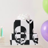 白黒はっきりした光学錯覚スカルデザイン ラッピングペーパー