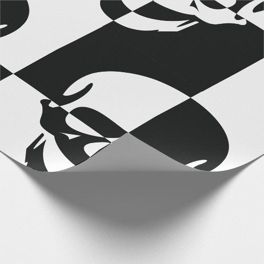 白黒はっきりした光学錯覚スカルデザイン ラッピングペーパー