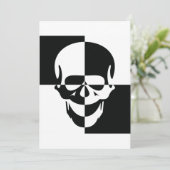 白黒はっきりした光学錯覚スカルデザイン 招待状 (スタンド正面)