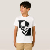 白黒はっきりした光学錯覚スカルデザイン Tシャツ (正面フル)