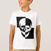 白黒はっきりした光学錯覚スカルデザイン Tシャツ (正面)