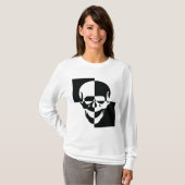 白黒はっきりした光学錯覚スカルデザイン Tシャツ (正面フル)