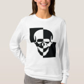 白黒はっきりした光学錯覚スカルデザイン Tシャツ (正面)