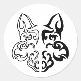 白黒はっきりした動物狼ヘッドデザイン ラウンドシール