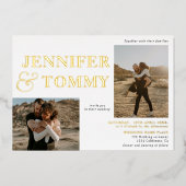 白黒はっきりした名金ゴールド3結婚枚 箔招待状 (正面)