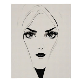白黒はっきりした抽象芸術女性 ポスター
