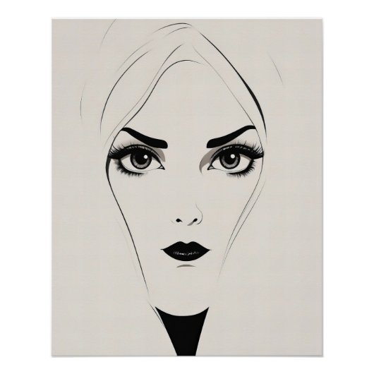 白黒はっきりした抽象芸術女性 ポスター (正面)