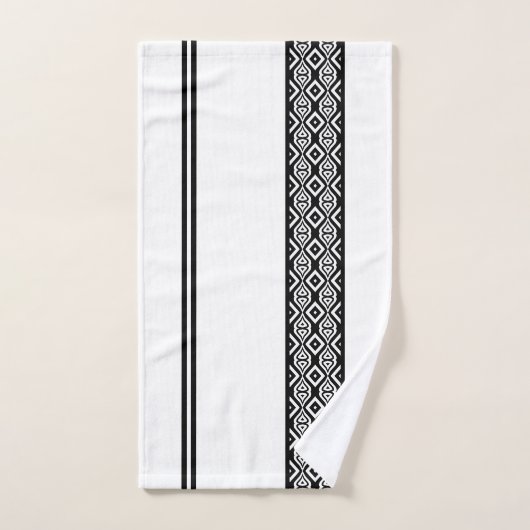 白黒はっきりした抽象芸術幾何学模様 バスタオルセット (ハンドタオル)