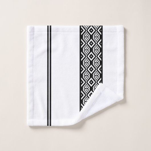 白黒はっきりした抽象芸術幾何学模様 バスタオルセット (ウォッシュタオル)