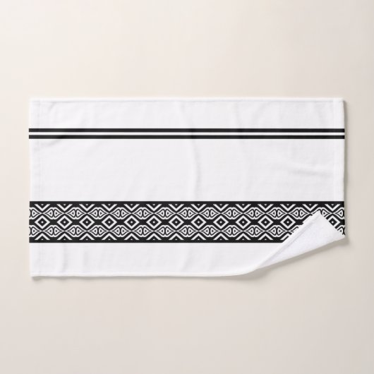 白黒はっきりした抽象芸術幾何学模様 バスタオルセット (ハンドタオル)