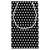 白黒はっきりした水玉模様モノグラムと名前 スモールペーパーバッグ (裏面)