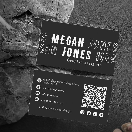 白黒はっきりしたQRコード5文字の名前の制限 名刺