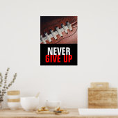 白黒は与え決して成功のフットボール ポスター (キッチン)