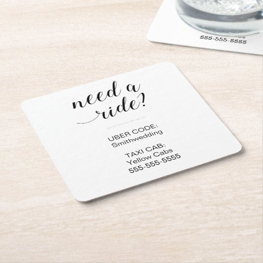 白黒は乗り物結婚の輸送が必要だ スクエアペーパーコースター (アングル)