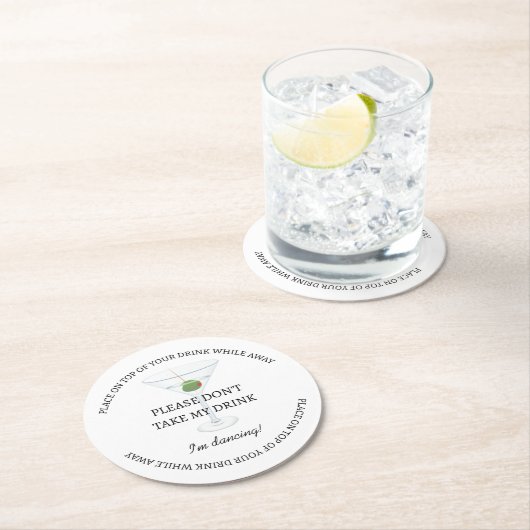 白黒は私のドリンクウェディングパーティーを取らない ラウンドペーパーコースター (インサイチュ)