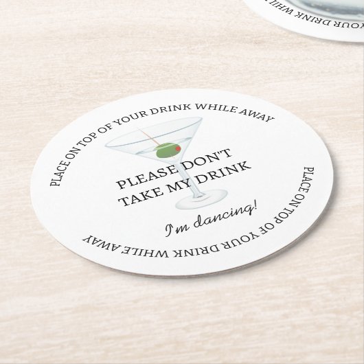 白黒は私のドリンクウェディングパーティーを取らない ラウンドペーパーコースター (アングル)