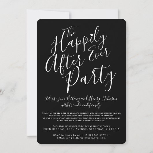 白黒は結婚披露宴の後ずっと幸せに 招待状 (正面)