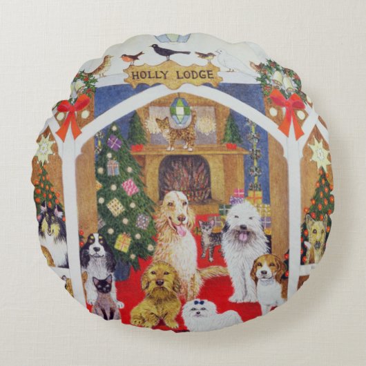 白黒ひげ ラウンドクッション (正面)