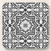 白黒ひび割れセラミックスタイルアズレジョ コースター (正面)