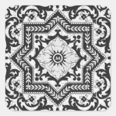 白黒ひび割れセラミックスタイルアズレジョ スクエアシール (正面)