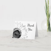 白黒ひまわりの花ありがとう サンキューカード (正面)
