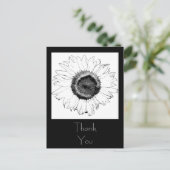 白黒ひまわりの花ありがとう ポストカード (スタンド正面)