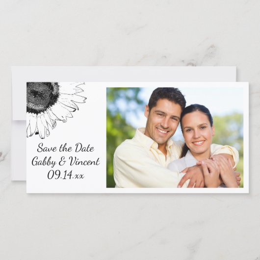 白黒ひまわりウエディングデートを保存 セーブザデート (正面)
