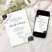 白黒ひまわりカップルウェディングシャワー 招待状