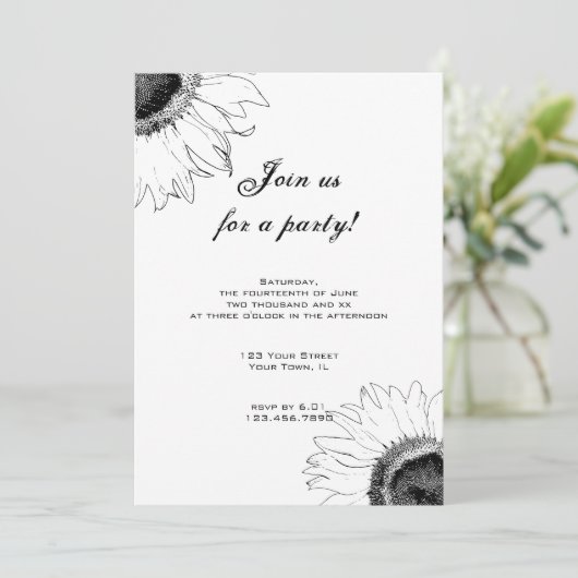 白黒ひまわりパーティの招待状 招待状 (スタンド正面)