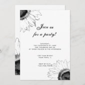 白黒ひまわりパーティの招待状 招待状 (正面/裏面)