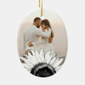 白黒ひまわり婚約写真 セラミックオーナメント (裏面)