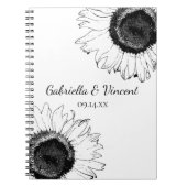 白黒ひまわり結婚のゲストブック ノートブック (正面)