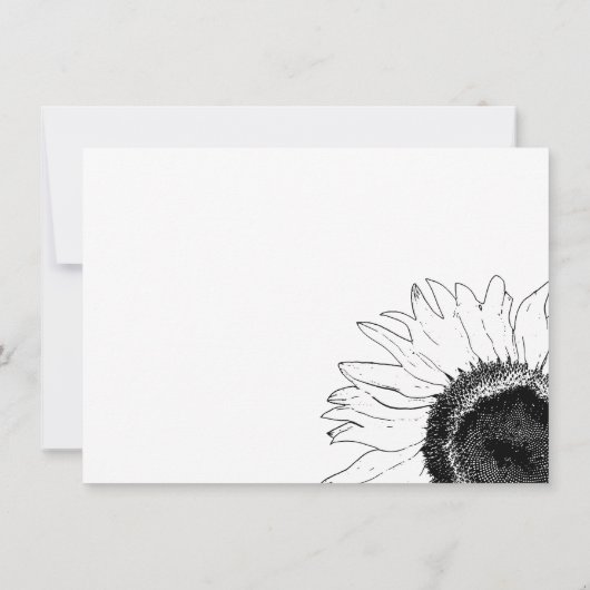 白黒ひまわり結婚のフラットノートカード ノートカード (裏面)