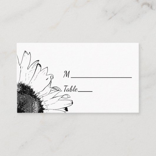 白黒ひまわり結婚の座席表 プレイスカード (正面)