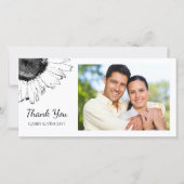 白黒ひまわり結婚の感謝 サンキューカード (正面)