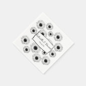 白黒ひまわり結婚の花 スタンダードカクテルナプキン (角)